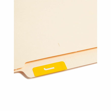 Smead AlphaZ ACCS Color-Coded Labels - J - x 1’’ Width 1 5/8’’ Length - Yellow - Laminated - 10 / Sheet - 100 / Pack