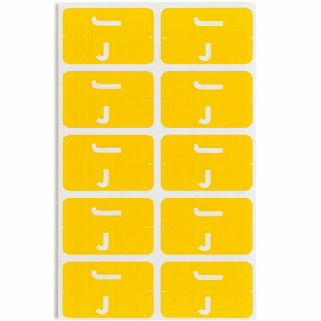 Smead AlphaZ ACCS Color-Coded Labels - J - x 1’’ Width 1 5/8’’ Length - Yellow - Laminated - 10 / Sheet - 100 / Pack