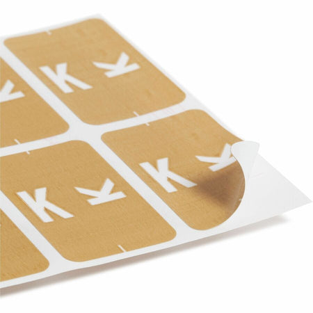Smead AlphaZ ACCS Color-Coded Labels - K - x 1’’ Width 1 5/8’’ Length - Light Brown - Laminated - 10 / Sheet - 100