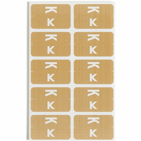 Smead AlphaZ ACCS Color-Coded Labels - K - x 1’’ Width 1 5/8’’ Length - Light Brown - Laminated - 10 / Sheet - 100