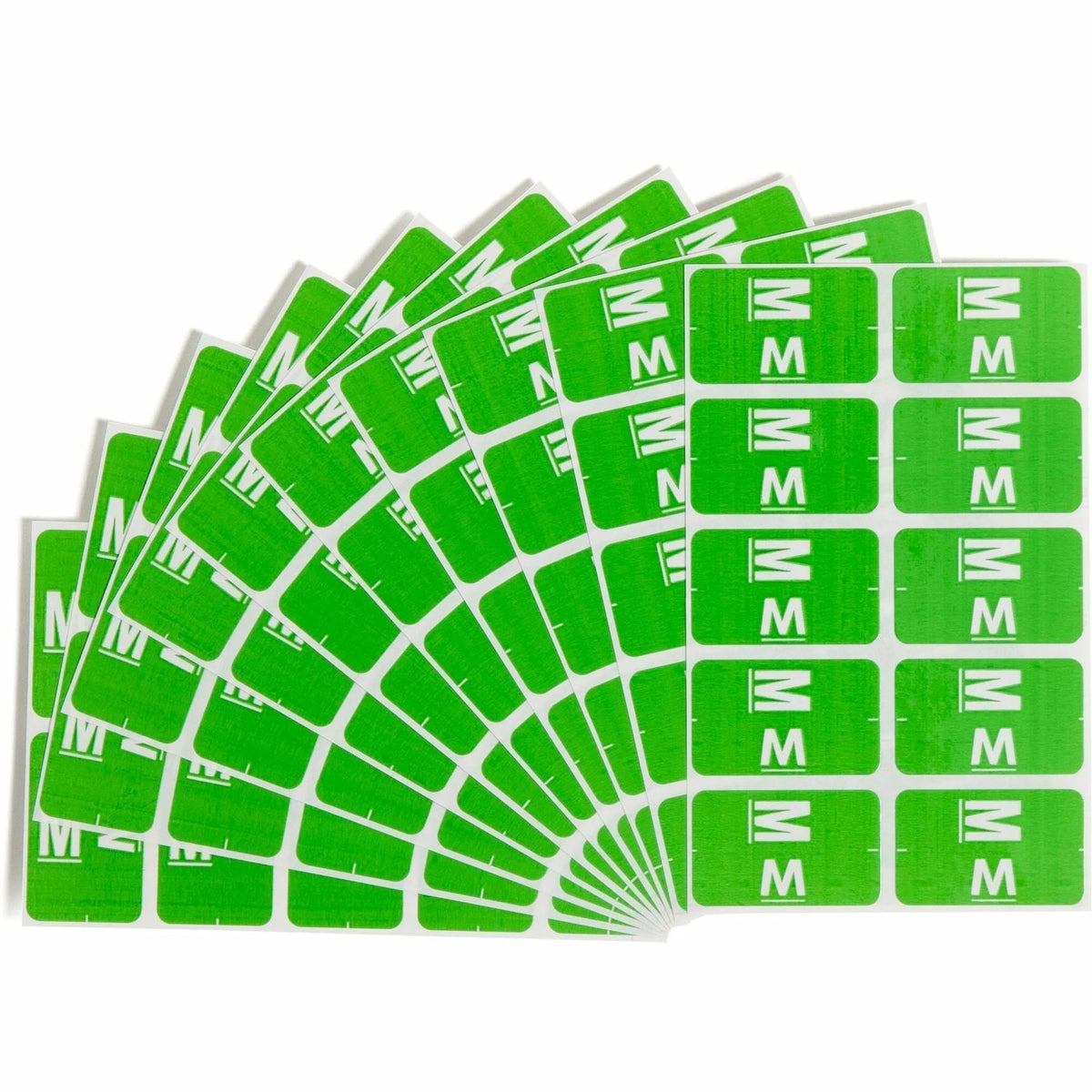 Smead AlphaZ ACCS Color-Coded Labels - M - x 1’’ Width 1 5/8’’ Length - Light Green - Laminated - 10 / Sheet - 100