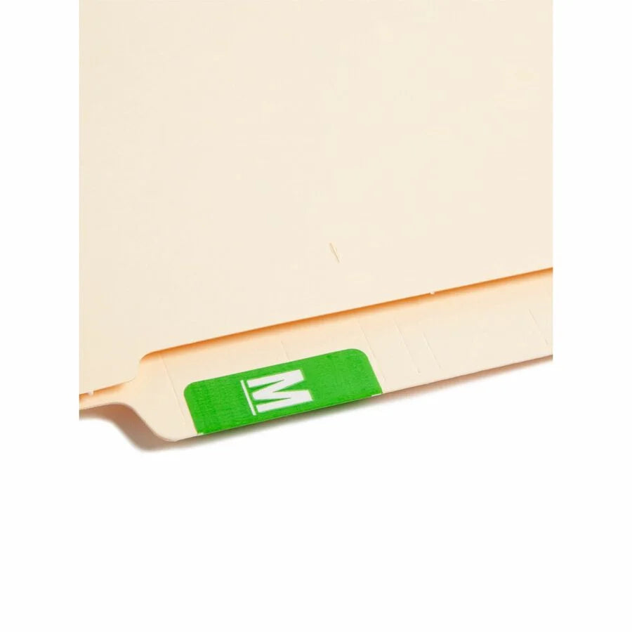 Smead AlphaZ ACCS Color-Coded Labels - M - x 1’’ Width 1 5/8’’ Length - Light Green - Laminated - 10 / Sheet - 100
