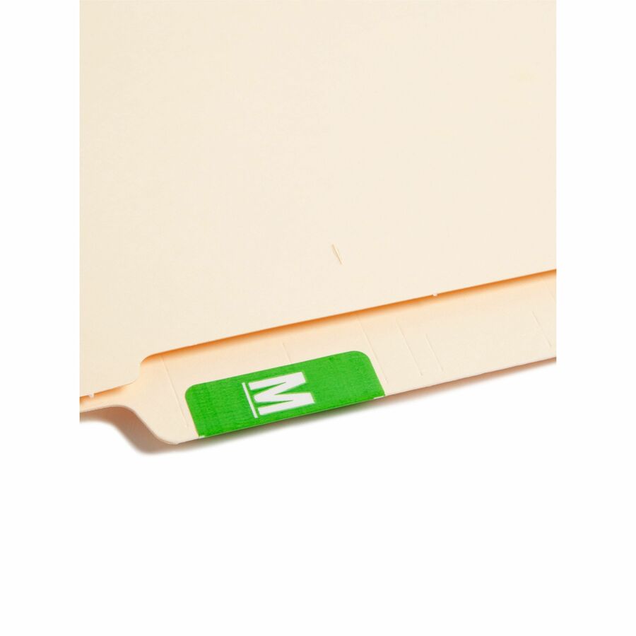 Smead AlphaZ ACCS Color-Coded Labels - M - x 1’’ Width 1 5/8’’ Length - Light Green - Laminated - 10 / Sheet - 100
