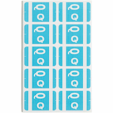 Smead AlphaZ ACCS Color-Coded Labels - Q - x 1’’ Width 1 5/8’’ Length - Light Blue - Laminated - 10 / Sheet - 100
