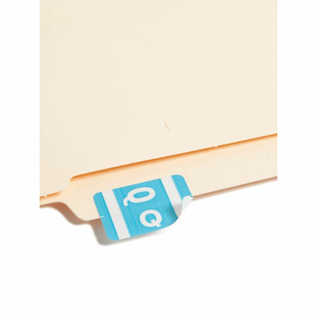 Smead AlphaZ ACCS Color-Coded Labels - Q - x 1’’ Width 1 5/8’’ Length - Light Blue - Laminated - 10 / Sheet - 100