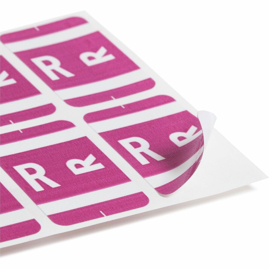 Smead AlphaZ ACCS Color-Coded Labels - R - x 1’’ Width 1 5/8’’ Length - Purple - Laminated - 10 / Sheet - 100 / Pack