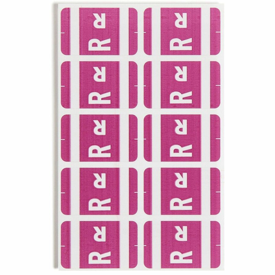 Smead AlphaZ ACCS Color-Coded Labels - R - x 1’’ Width 1 5/8’’ Length - Purple - Laminated - 10 / Sheet - 100 / Pack