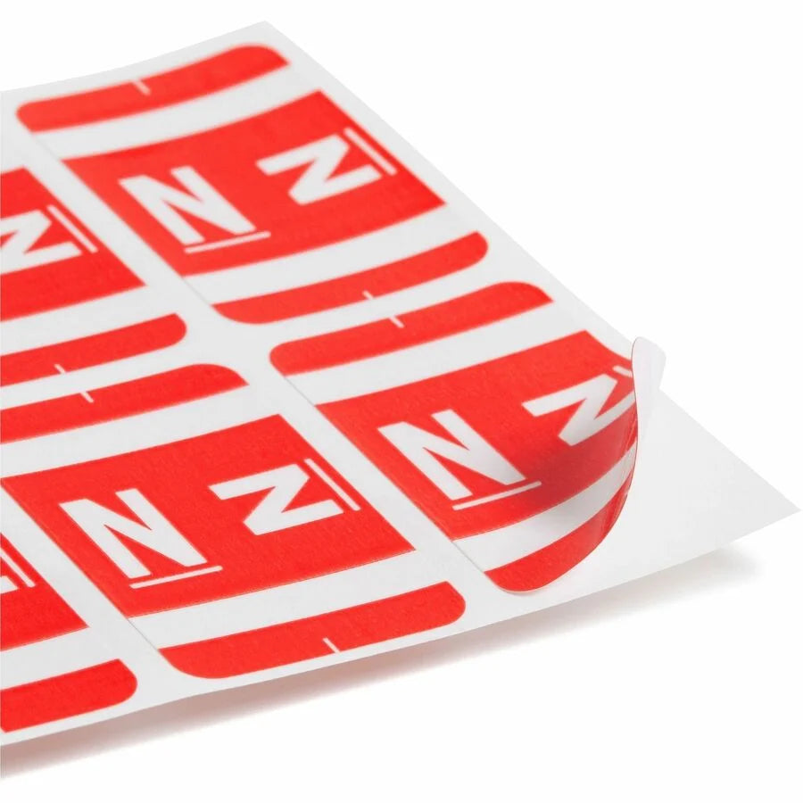 Smead AlphaZ ACCS Color-Coded Labels N-x 1’’ Width x 1 5/8’’ Length Red 100 / Pack Laminated (SMD67184) - Filing