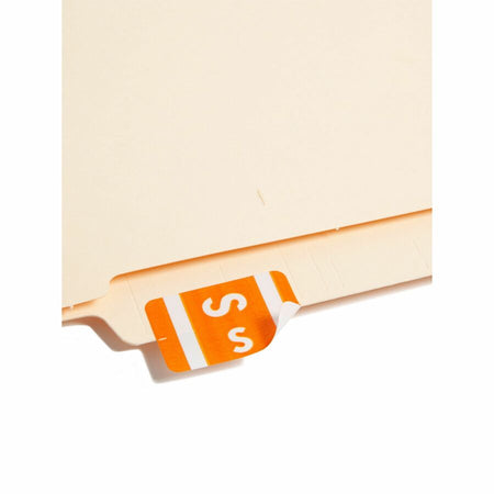 Smead AlphaZ ACCS Color-Coded Labels - S - x 1’’ Width 1 5/8’’ Length - Orange - Laminated - 10 / Sheet - 100 / Pack