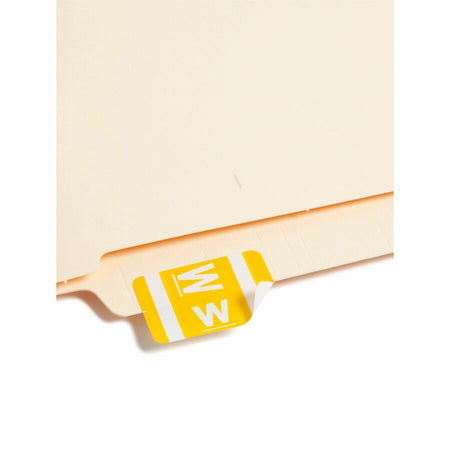 Smead AlphaZ ACCS Color-Coded Labels - W - x 1’’ Width 1 5/8’’ Length - Yellow - Laminated - 10 / Sheet - 100 / Pack