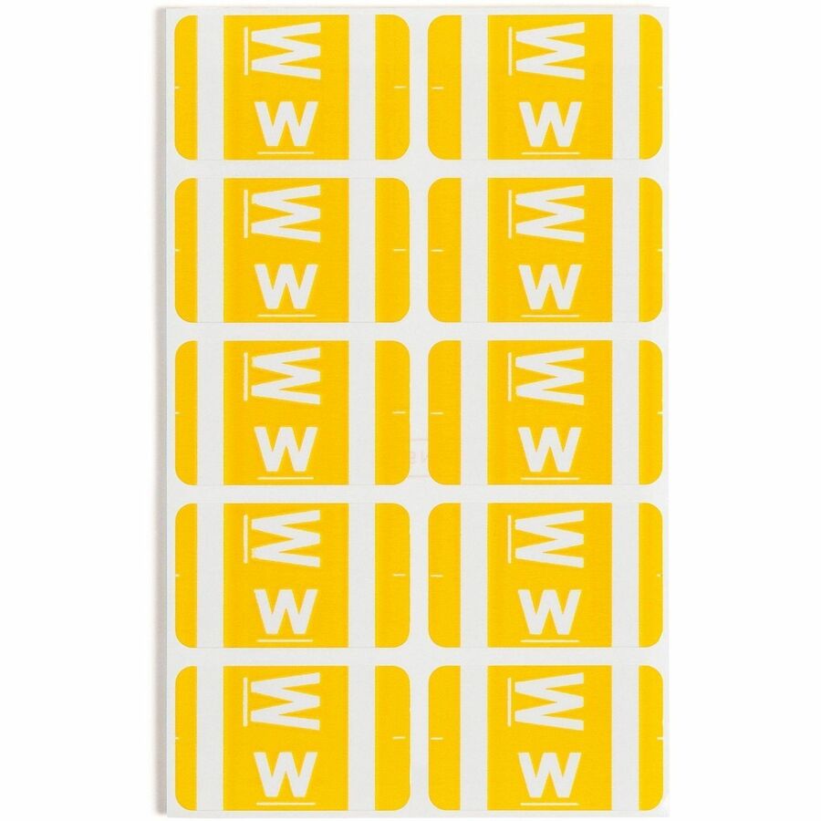 Smead AlphaZ ACCS Color-Coded Labels - W - x 1’’ Width 1 5/8’’ Length - Yellow - Laminated - 10 / Sheet - 100 / Pack