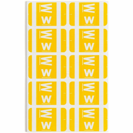 Smead AlphaZ ACCS Color-Coded Labels - W - x 1’’ Width 1 5/8’’ Length - Yellow - Laminated - 10 / Sheet - 100 / Pack