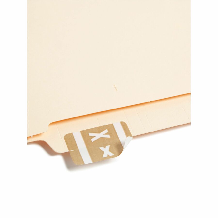 Smead AlphaZ ACCS Color-Coded Labels - X - 1’’ Width 1 5/8’’ Length - Light Brown - Laminated - 10 / Sheet - 100 / Pack