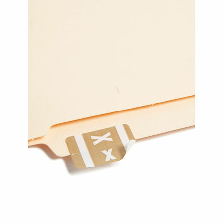 Smead AlphaZ ACCS Color-Coded Labels - X - 1’’ Width 1 5/8’’ Length - Light Brown - Laminated - 10 / Sheet - 100 / Pack