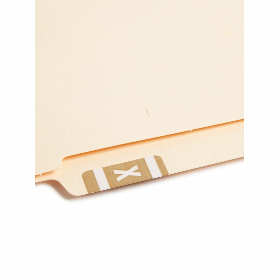 Smead AlphaZ ACCS Color-Coded Labels - X - 1’’ Width 1 5/8’’ Length - Light Brown - Laminated - 10 / Sheet - 100 / Pack