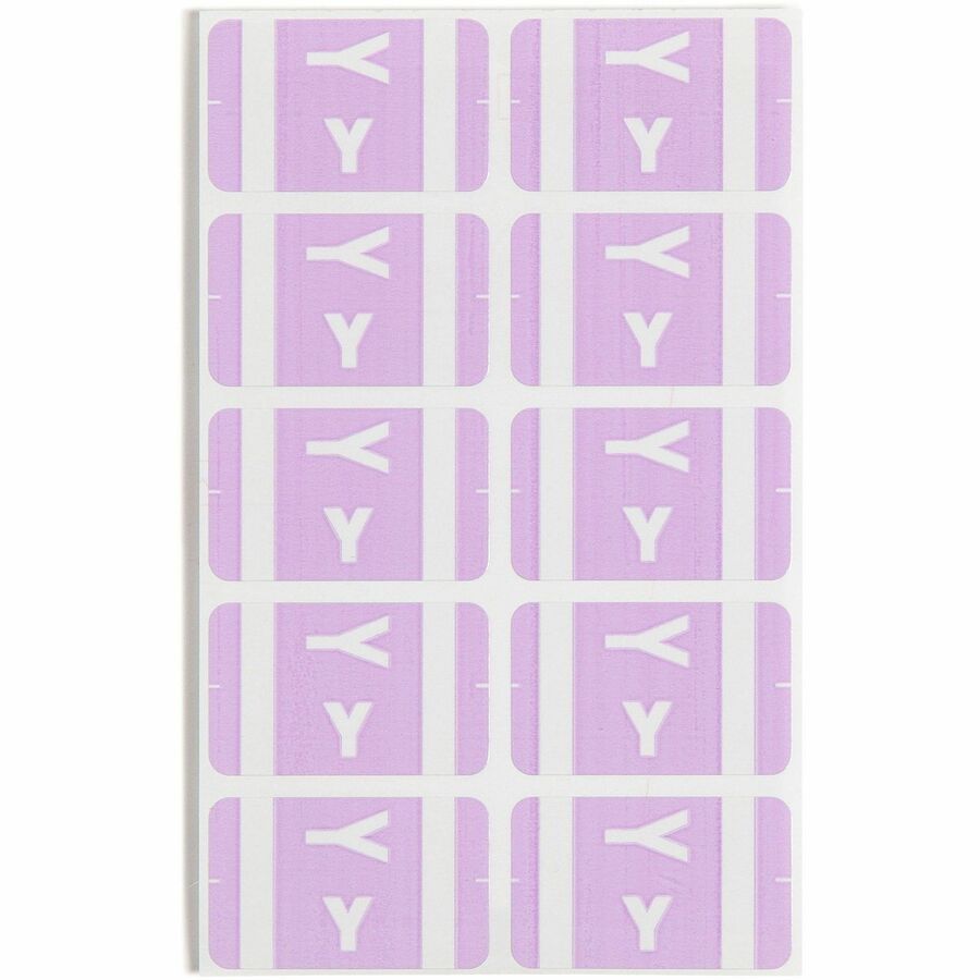 Smead AlphaZ ACCS Color-Coded Labels - Y - x 1’’ Width 1 5/8’’ Length - Lavender - Laminated - 10 / Sheet - 100 / Pack