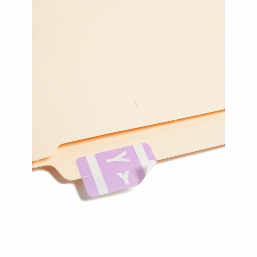 Smead AlphaZ ACCS Color-Coded Labels - Y - x 1’’ Width 1 5/8’’ Length - Lavender - Laminated - 10 / Sheet - 100 / Pack