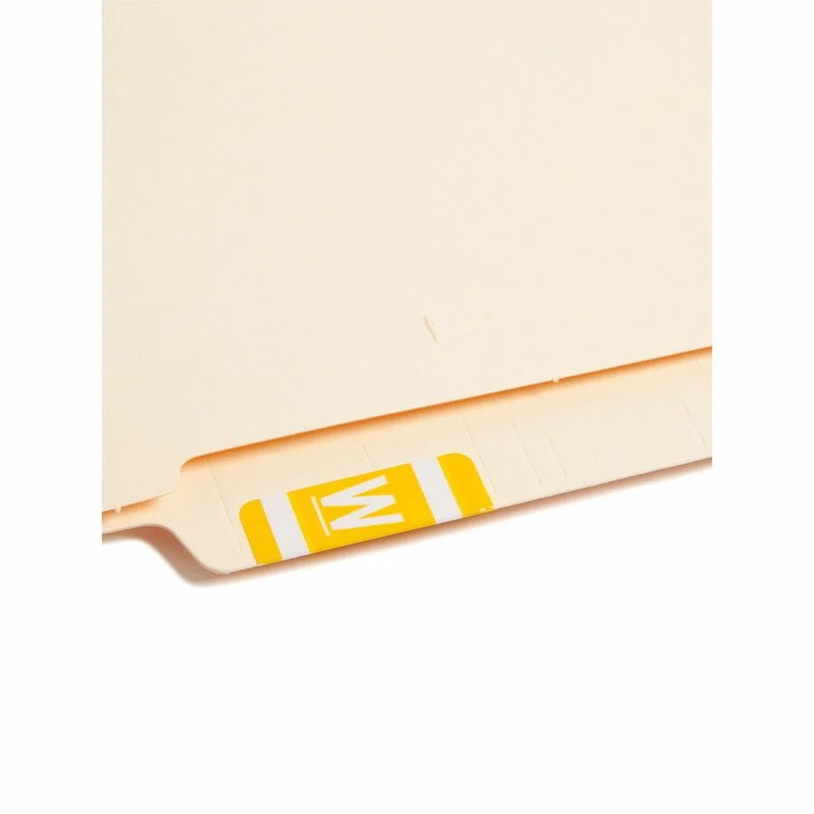 Smead AlphaZ ACCS Color-Coded Labels - W - x 1’’ Width 1 5/8’’ Length - Yellow - Laminated - 10 / Sheet - 100 / Pack