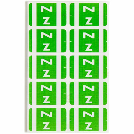 Smead AlphaZ ACCS Color-Coded Labels - Z - x 1’’ Width 1 5/8’’ Length - Light Green - Laminated - 10 / Sheet - 100