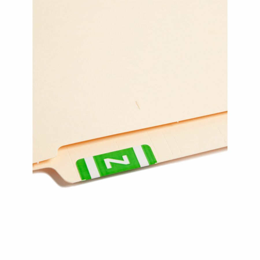 Smead AlphaZ ACCS Color-Coded Labels - Z - x 1’’ Width 1 5/8’’ Length - Light Green - Laminated - 10 / Sheet - 100