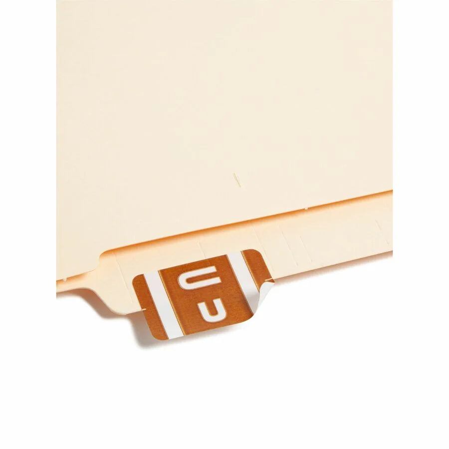 Smead AlphaZ ACCS Color-Coded Labels U-x 1’’ Width x 1 5/8’’ Length 100 / Pack Dark Brown Laminated (SMD67191) - Filing