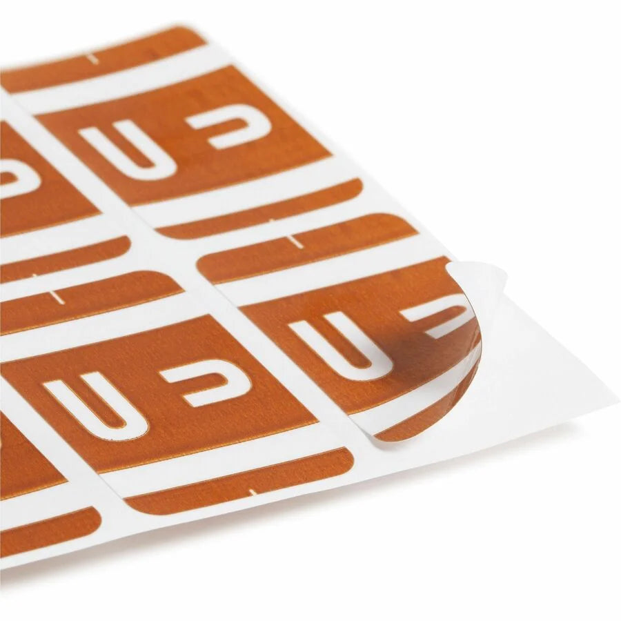Smead AlphaZ ACCS Color-Coded Labels U-x 1’’ Width x 1 5/8’’ Length 100 / Pack Dark Brown Laminated (SMD67191) - Filing