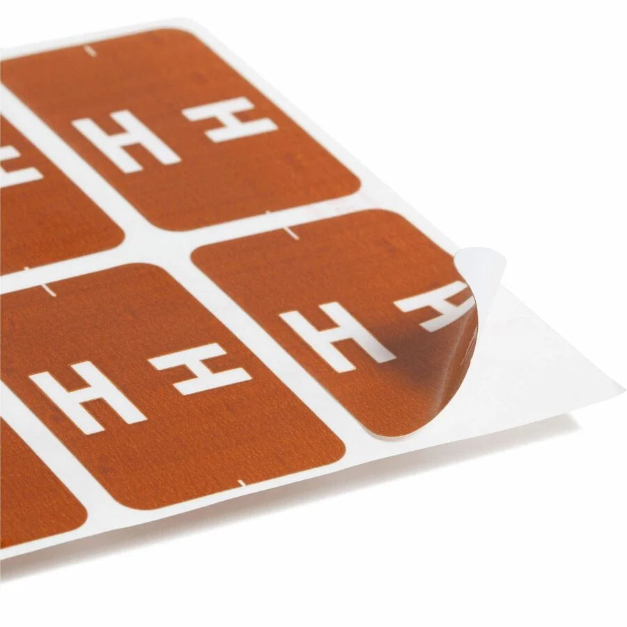 Smead AlphaZ ACCS Color-Coded Labels - H - x 1’’ Width 1 5/8’’ Length - Dark Brown - Laminated - 10 / Sheet - 100