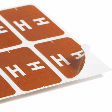 Smead AlphaZ ACCS Color-Coded Labels - H - x 1’’ Width 1 5/8’’ Length - Dark Brown - Laminated - 10 / Sheet - 100