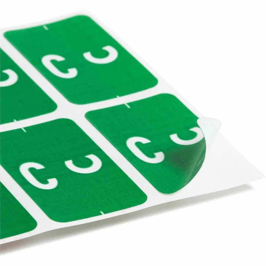Smead AlphaZ ACCS Color-Coded Labels C-x 1’’ Width x 1 5/8’’ Length 100 / Pack Dark Green Laminated (SMD67173) - Filing
