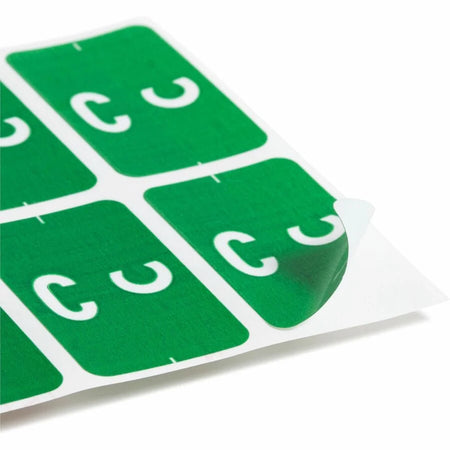 Smead AlphaZ ACCS Color-Coded Labels C-x 1’’ Width x 1 5/8’’ Length 100 / Pack Dark Green Laminated (SMD67173) - Filing