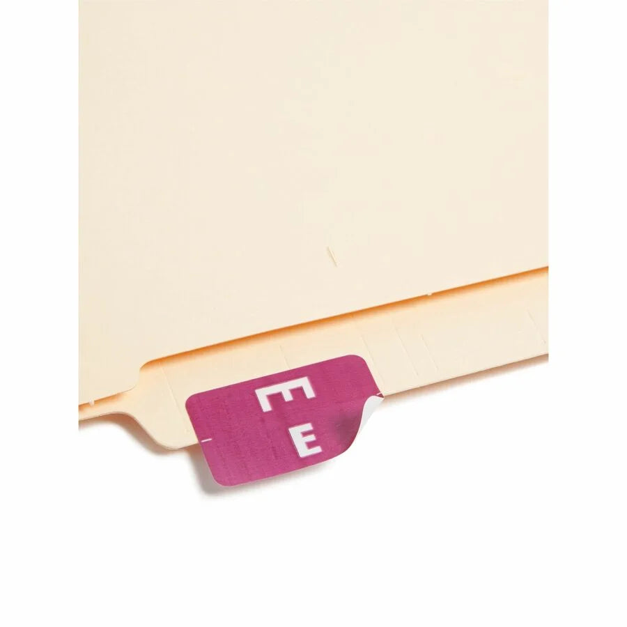 Smead AlphaZ ACCS Color-Coded Labels - E - x 1’’ Width 1 5/8’’ Length - Purple - Laminated - 10 / Sheet - 100 / Pack