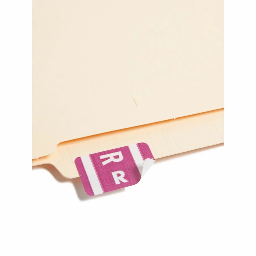 Smead AlphaZ ACCS Color-Coded Labels - R - x 1’’ Width 1 5/8’’ Length - Purple - Laminated - 10 / Sheet - 100 / Pack