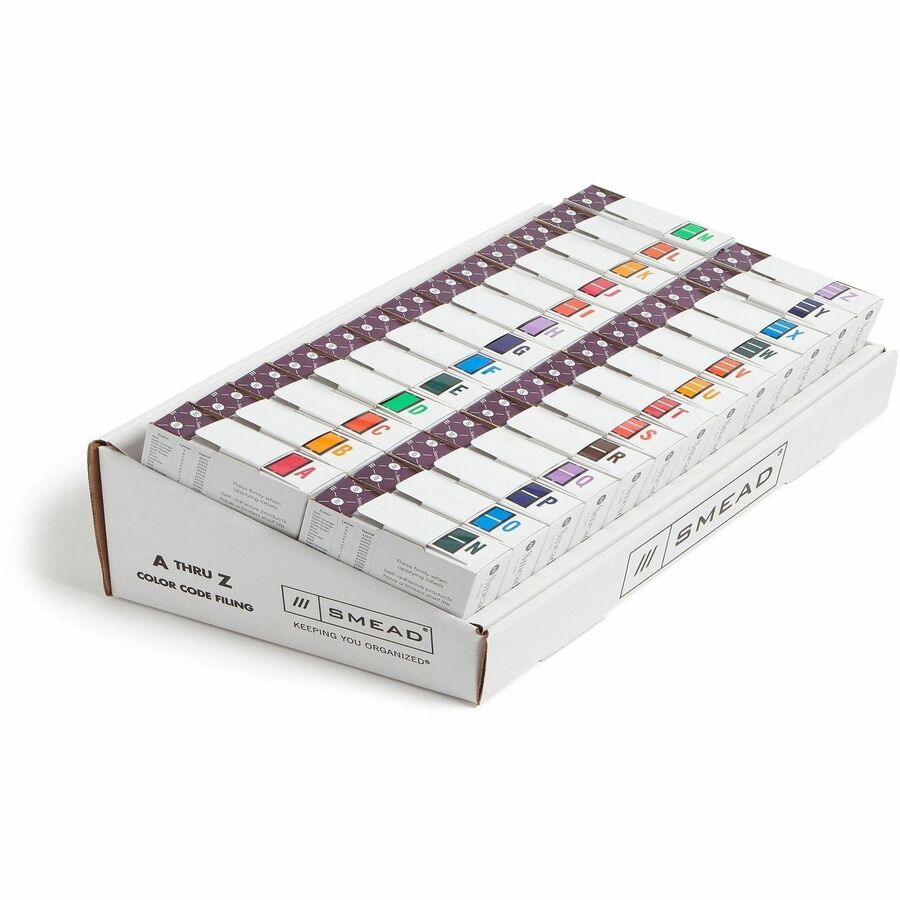 Smead BCCR Bar-Style Color-Coded Labels - A-Z - x 1 1/4’’ Width 1’’ Length - Assorted - Laminated - 500 / Roll - 26
