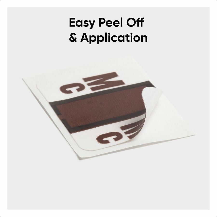 Smead BCCR Bar-Style Color-Coded Labels - Alphabet MC - x 1 1/4’’ Width 1’’ Length - Brown - Laminated - 500 / Roll