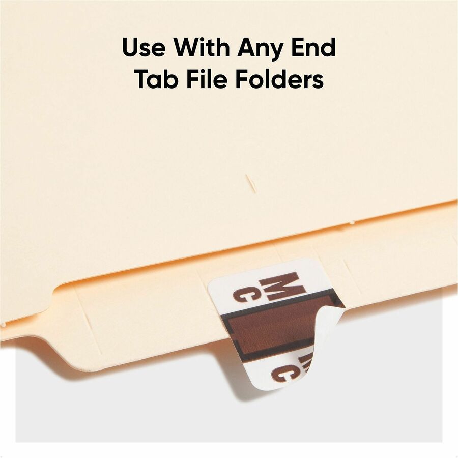 Smead BCCR Bar-Style Color-Coded Labels - Alphabet MC - x 1 1/4’’ Width 1’’ Length - Brown - Laminated - 500 / Roll