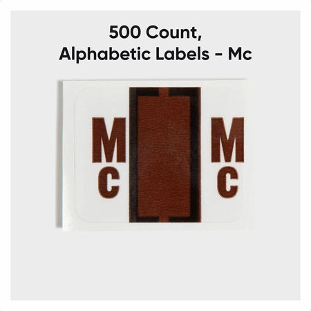 Smead BCCR Bar-Style Color-Coded Labels - Alphabet MC - x 1 1/4’’ Width 1’’ Length - Brown - Laminated - 500 / Roll