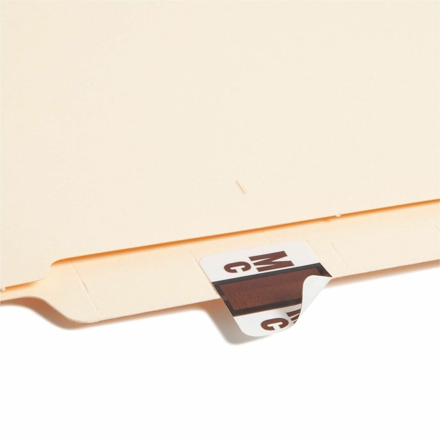 Smead BCCR Bar-Style Color-Coded Labels - Alphabet MC - x 1 1/4’’ Width 1’’ Length - Brown - Laminated - 500 / Roll