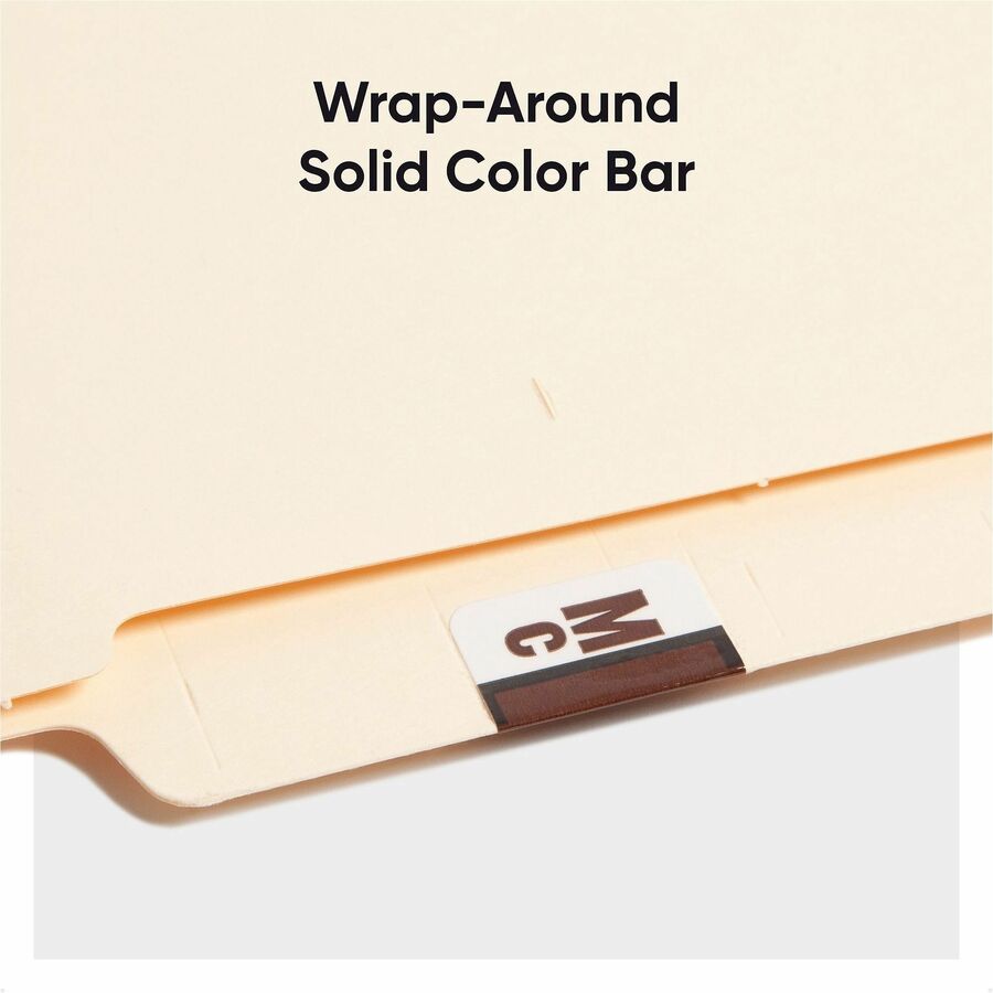 Smead BCCR Bar-Style Color-Coded Labels - Alphabet MC - x 1 1/4’’ Width 1’’ Length - Brown - Laminated - 500 / Roll