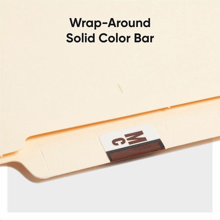 Smead BCCR Bar-Style Color-Coded Labels - Alphabet MC - x 1 1/4’’ Width 1’’ Length - Brown - Laminated - 500 / Roll