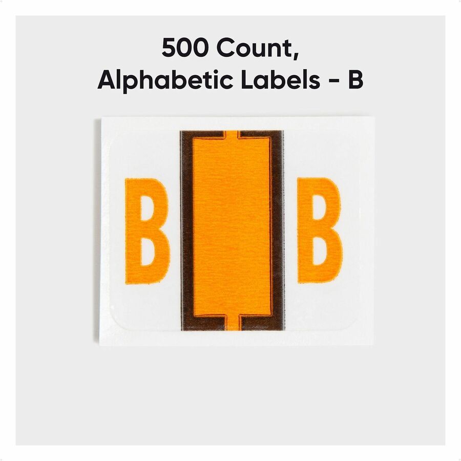 Smead BCCR Bar-Style Color-Coded Labels - B - x 1 1/4’’ Width 1’’ Length - Light Orange - Laminated - 500 / Roll