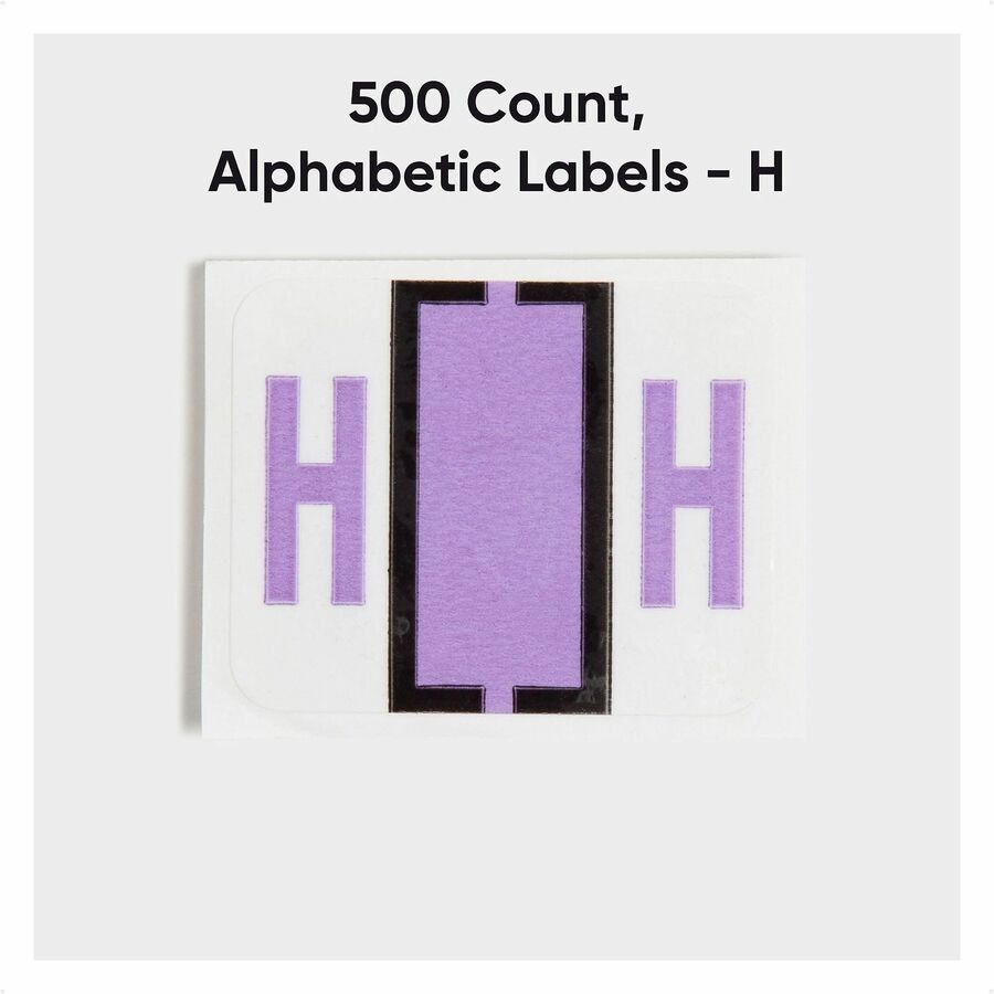 Smead BCCR Bar-Style Color-Coded Labels - H - x 1 1/4’’ Width 1’’ Length - Lavender - Laminated - 500 / Roll - Filing