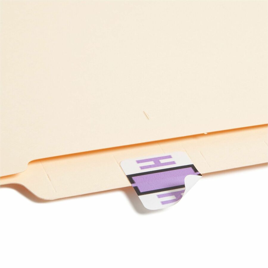Smead BCCR Bar-Style Color-Coded Labels - H - x 1 1/4’’ Width 1’’ Length - Lavender - Laminated - 500 / Roll - Filing