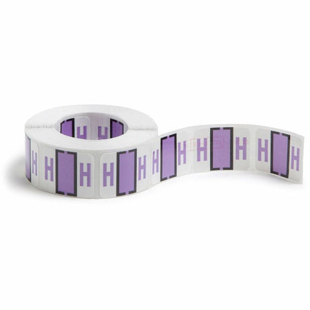 Smead BCCR Bar-Style Color-Coded Labels - H - x 1 1/4’’ Width 1’’ Length - Lavender - Laminated - 500 / Roll - Filing