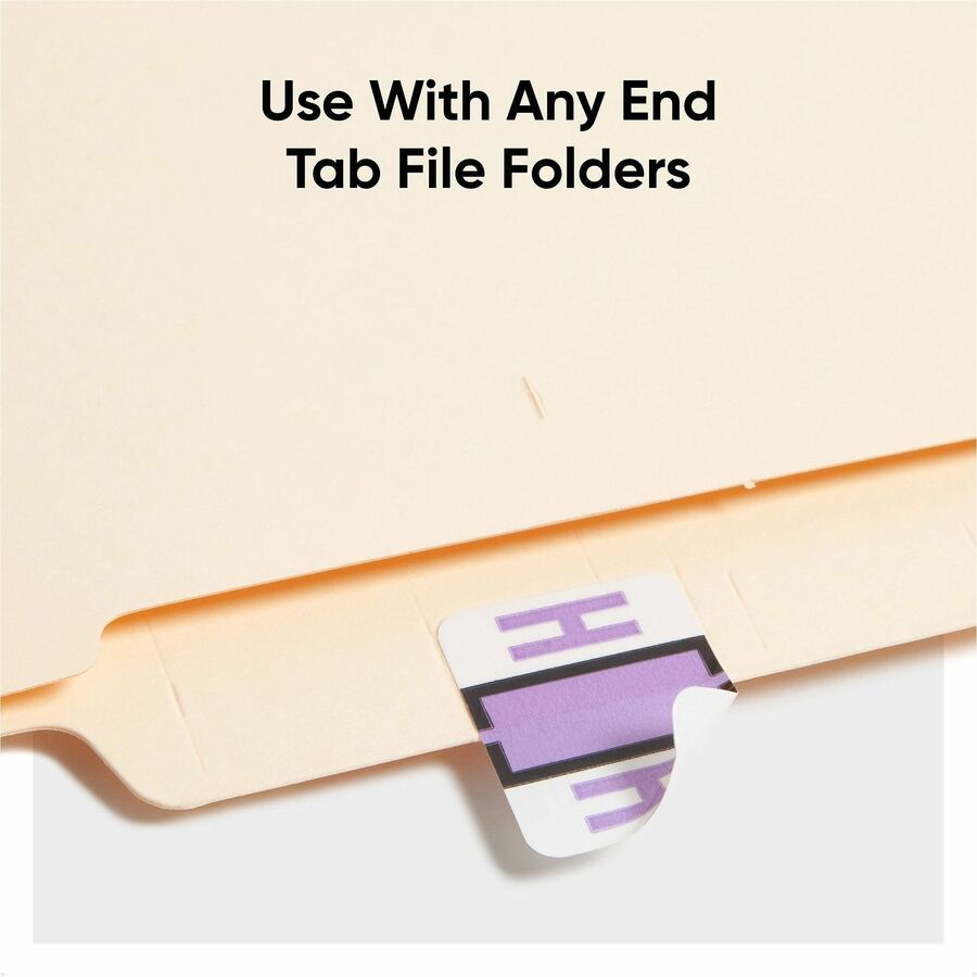 Smead BCCR Bar-Style Color-Coded Labels - H - x 1 1/4’’ Width 1’’ Length - Lavender - Laminated - 500 / Roll - Filing