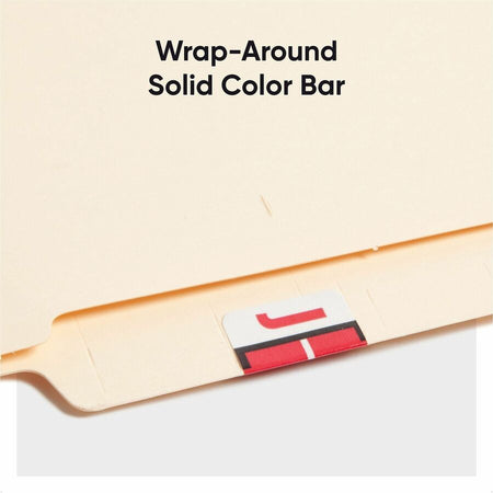 Smead BCCR Bar-Style Color-Coded Labels - J - x 1 1/4’’ Width 1’’ Length - Red - Laminated - 500 / Roll - Filing