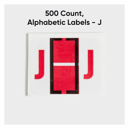 Smead BCCR Bar-Style Color-Coded Labels - J - x 1 1/4’’ Width 1’’ Length - Red - Laminated - 500 / Roll - Filing