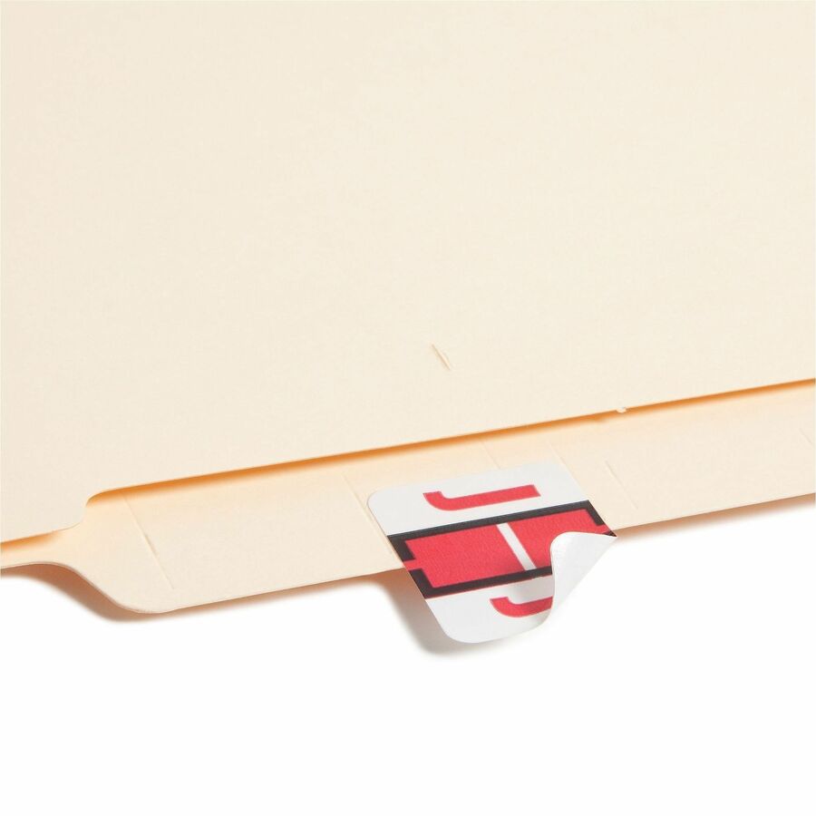 Smead BCCR Bar-Style Color-Coded Labels - J - x 1 1/4’’ Width 1’’ Length - Red - Laminated - 500 / Roll - Filing