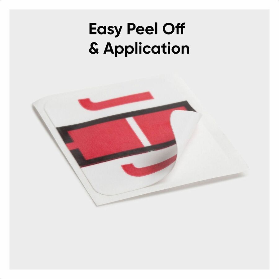 Smead BCCR Bar-Style Color-Coded Labels - J - x 1 1/4’’ Width 1’’ Length - Red - Laminated - 500 / Roll - Filing