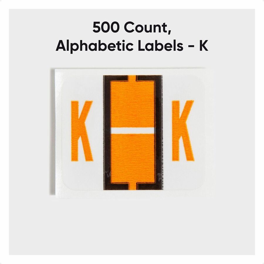 Smead BCCR Bar-Style Color-Coded Labels - K - x 1 1/4’’ Width 1’’ Length - Light Orange - Laminated - 500 / Roll