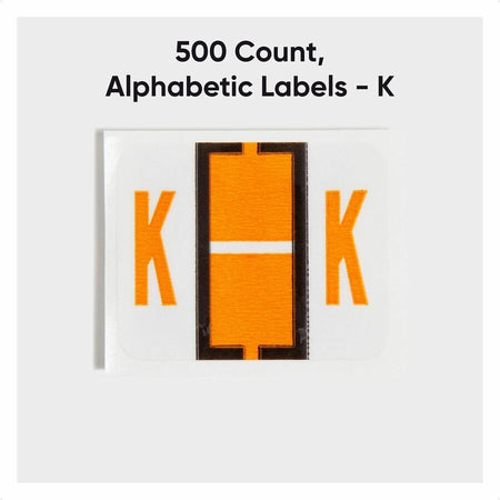Smead BCCR Bar-Style Color-Coded Labels - K - x 1 1/4’’ Width 1’’ Length - Light Orange - Laminated - 500 / Roll
